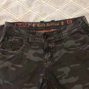 Men’s Rock Revival Straight Leg Gray Camo Jeans